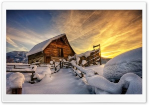 Wooden House Under Snow