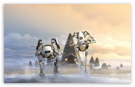 Download Portal 2 Robots Atlas and P-Body UltraHD Wallpaper