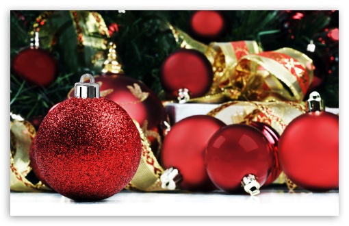 Download Red Christmas Balls UltraHD Wallpaper