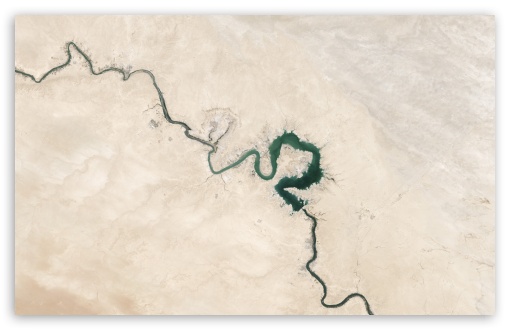Download Lake Qadisiyah Iraq Earth View from Space UltraHD Wallpaper