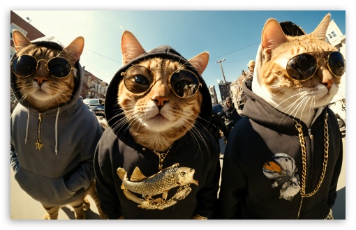 Download Gangsta Cats Thug Life UltraHD Wallpaper