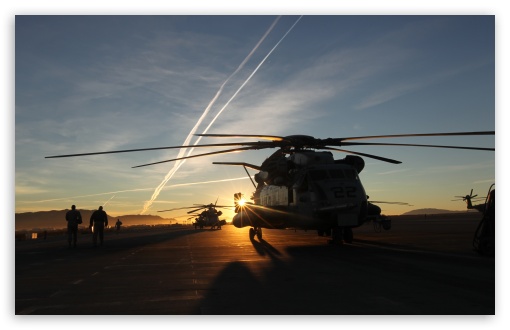 Download Helicopters In The Sunset UltraHD Wallpaper