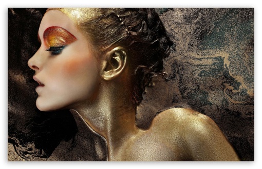 Download Golden Beautiful Woman UltraHD Wallpaper