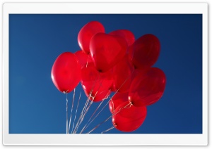 Red Heart Balloons in the Sky