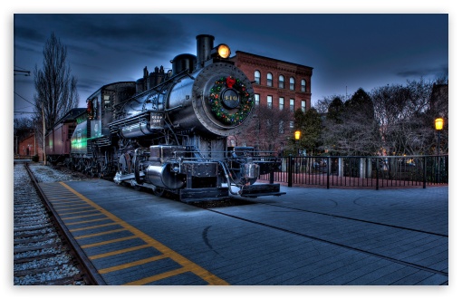 Download Christmas City locomotive Railway UltraHD Wallpaper