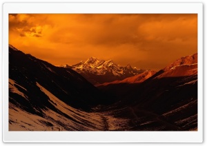 Orange Sky Mountain Landscape