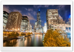 Chicago River, Night, Autumn