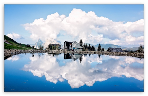 Download Cumulus Clouds Reflection UltraHD Wallpaper