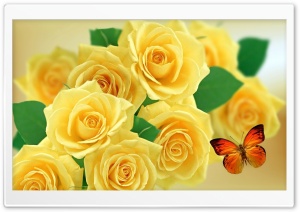 Yellow Roses and Butterflies