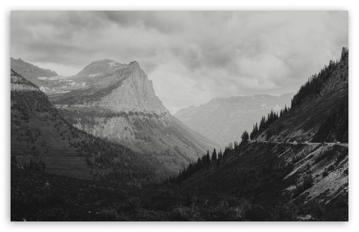 Download Glacier National Park Black and White Landscape UltraHD Wallpaper