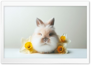 Cute Fluffy Bunny, Daffodils...