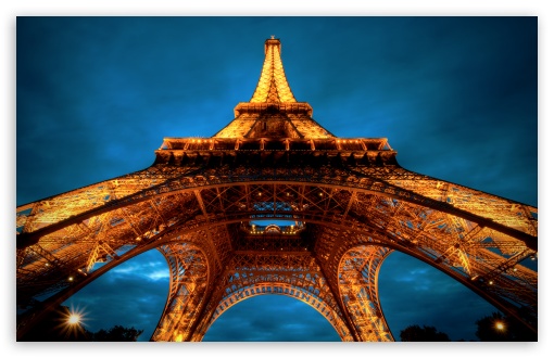 Download Paris At Night   Eiffel Tower View From Below UltraHD Wallpaper