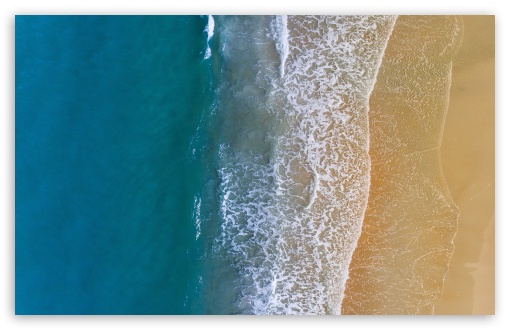 Download Sandy Beach Ocean Waves Aerial View UltraHD Wallpaper