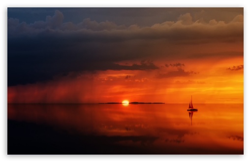 Download Sailing Trip, Sunset Background UltraHD Wallpaper