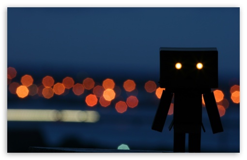 Download Little Robot Enjoying A Night Out UltraHD Wallpaper