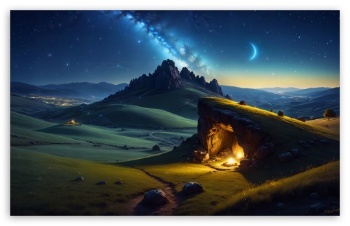 Download Landscape, Night Sky, Galaxy View UltraHD Wallpaper