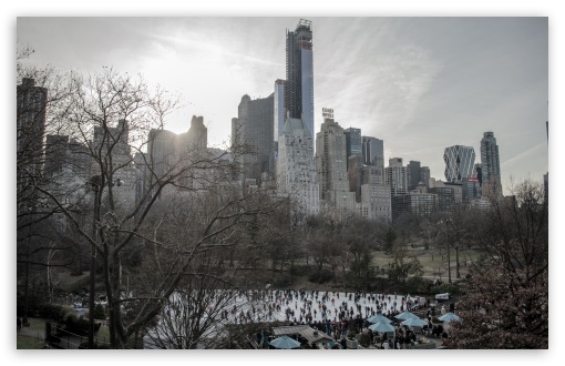 Download Central Park Ice Skating UltraHD Wallpaper