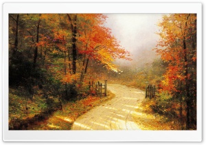 Autumn Lane By Thomas Kinkade