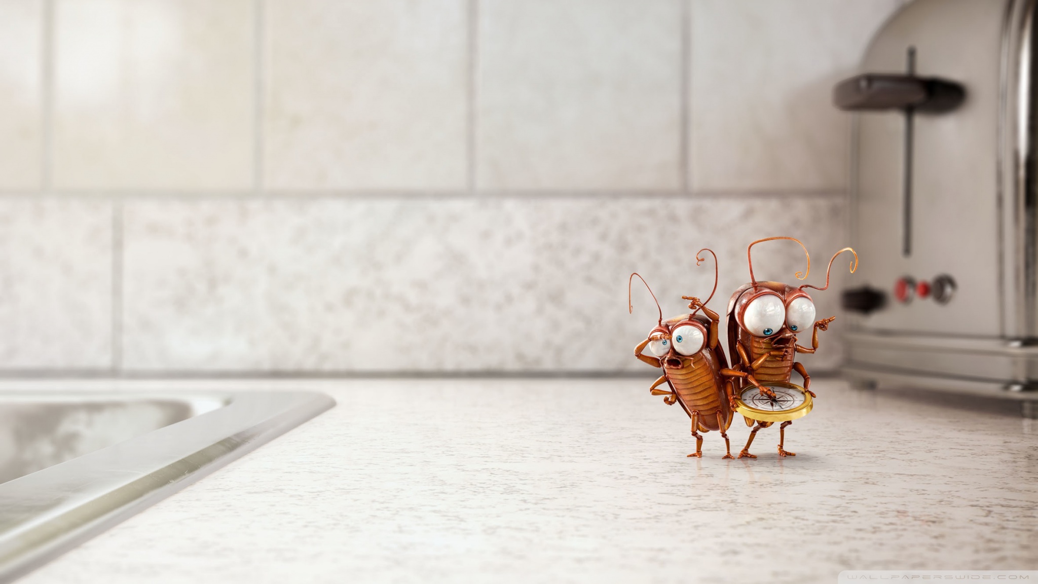 Download Funny Cute Cockroaches 3D UltraHD Free Wallpaper.