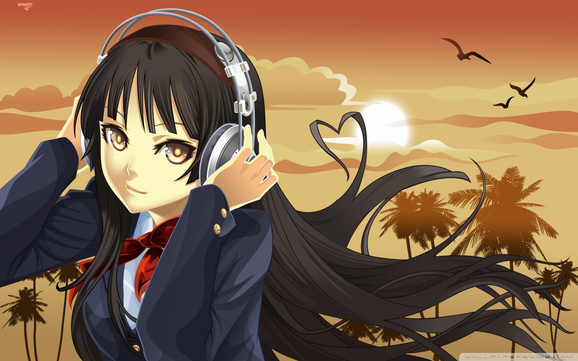 Download K On Mio Listening To Music Ultrahd Wallpaper